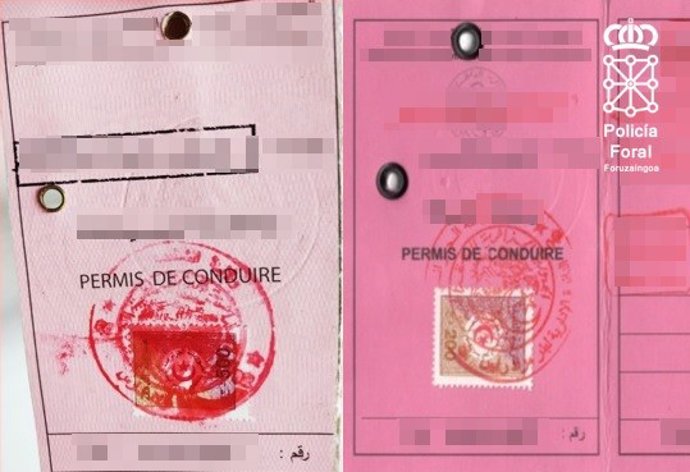Carné falsificado de uno de los conductores investigados por Policía Foral