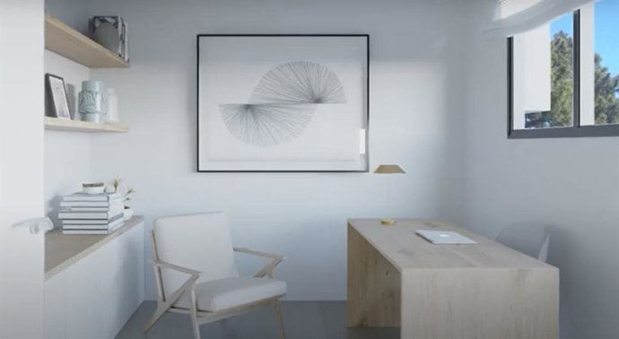 Archivo - Zona habilitada para el teletrabajo