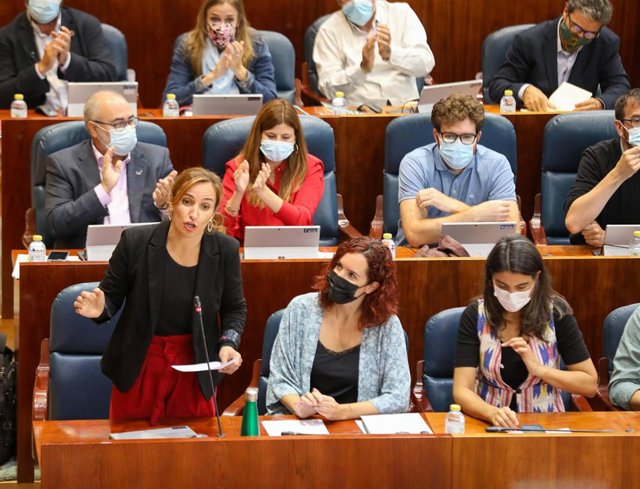 La portavoz de Más Madrid en la Asamblea, Mónica García, interviene en el Pleno de la Asamblea de Madrid