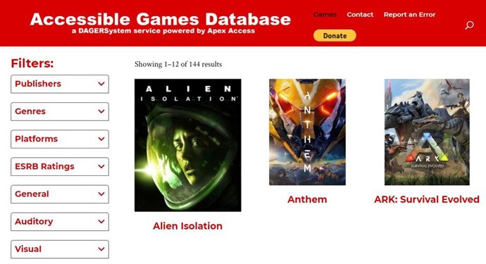Base de datos de juegos accesibles