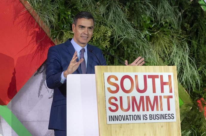 El presidente del Gobierno, Pedro Sánchez, interviene durante la clausura del South Summit 2021, a 7 de octubre de 2021, en Madrid, (España). 