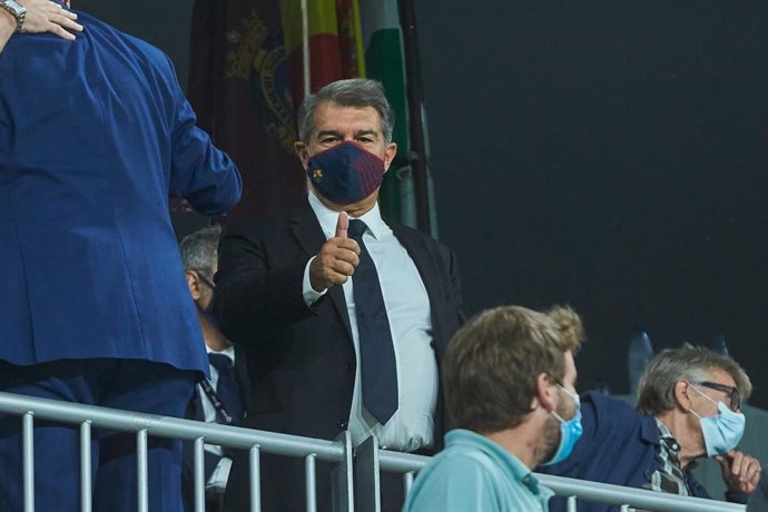 Joan Laporta, President of FC Barcelona, is seen during the spanish league, La Liga Santander, football match played between Cadiz CF and FC Barcelona at Nuevo Mirandilla stadium on September 23, 2021, in Cadiz, Spain.