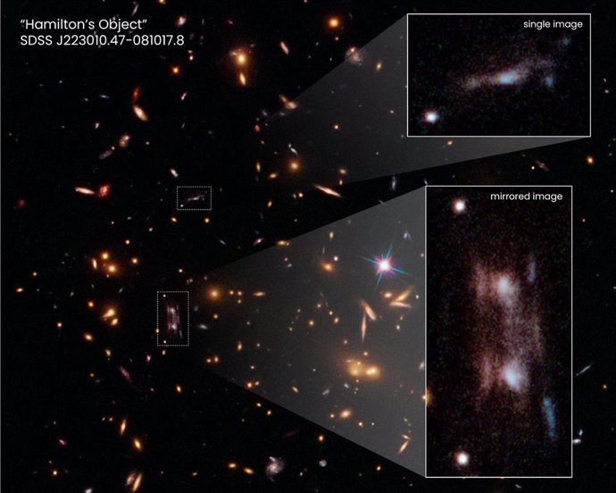 La gravedad deforma el tejido del espacio, creando ilusiones ópticas como las de esta imagen del Hubble