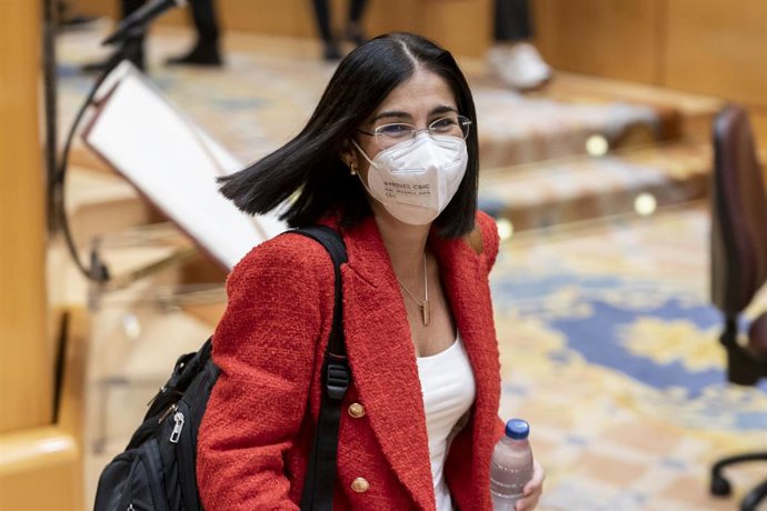 La ministra de Sanidad, Carolina Darias, en una sesión de control al Gobierno en el Senado