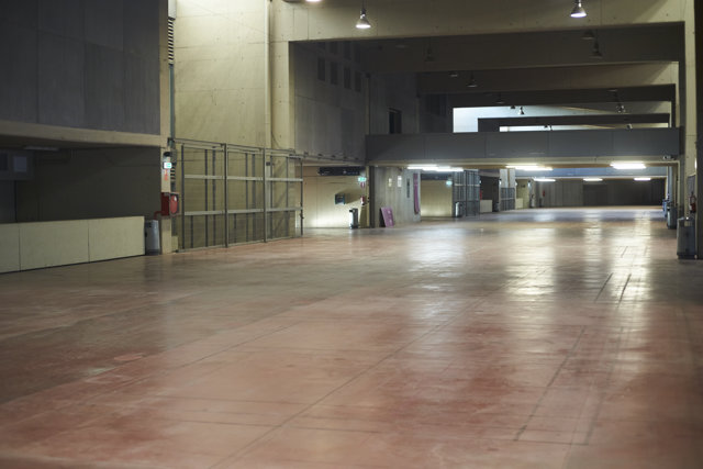 Imagen del Estadio de la Cartuja de Sevilla ya vacío como centro de vacunas