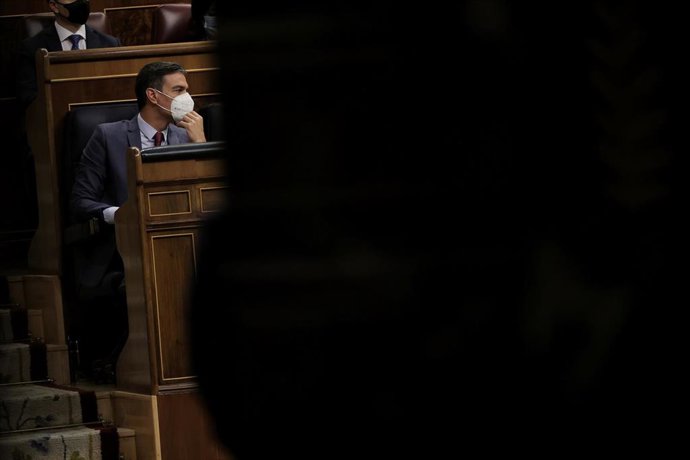 El presidente del Gobierno, Pedro Sánchez, en una sesión de control al Gobierno en el Congreso 