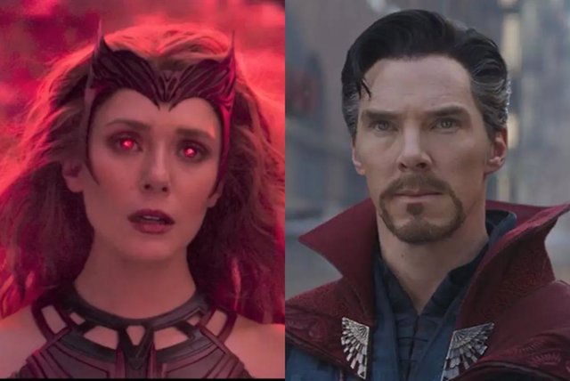 Elisabeth Olsen y Benedict Cumberbatch como Bruja Escarlata y Doctor Strange