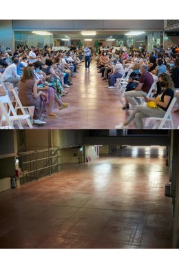 El antes y el después del interior del Estadio de la Cartuja tras su cierre como centro de vacunación de Sevilla