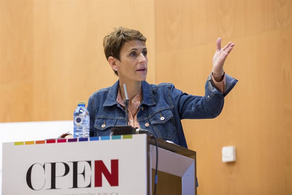 La presidenta del Gobierno de Navarra, María Chivite, en la clausura del primer Encuentro de Equipos Directivos de CPEN y las sociedades públicas