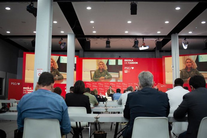 La presidenta del Congreso, Meritxell Batet, en su intervención por vídeo en la Escuela de Tardor del PSC