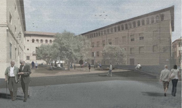 El Ayuntamiento de Barbastro saca a exposición pública el proyecto de reurbanización de la plaza de la Constitución.