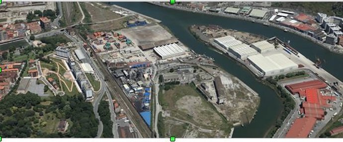 Vista aérea del ámbito industrial de Burtzeña Enpresa Parkea en Barakaldo