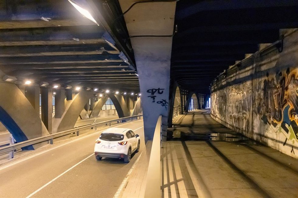 Archivo - Túnel de Gran Vía en dirección Plaza España