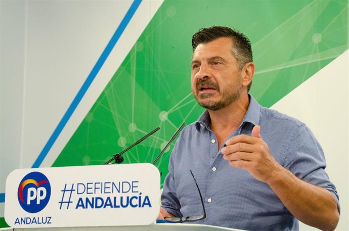 El vicesecretario general del PP-A, Toni Martín, en rueda de prensa.