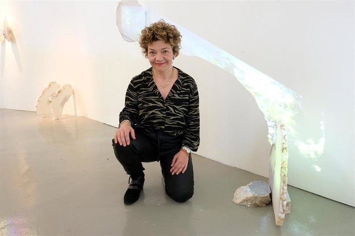 La artista Pilar Soberón en Sculto,  Feria Internacional de esculturas, en Logroño