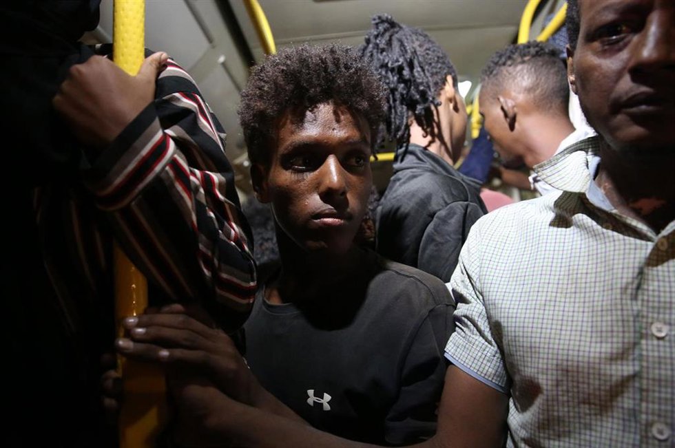 Migrantes detenidos en Libia