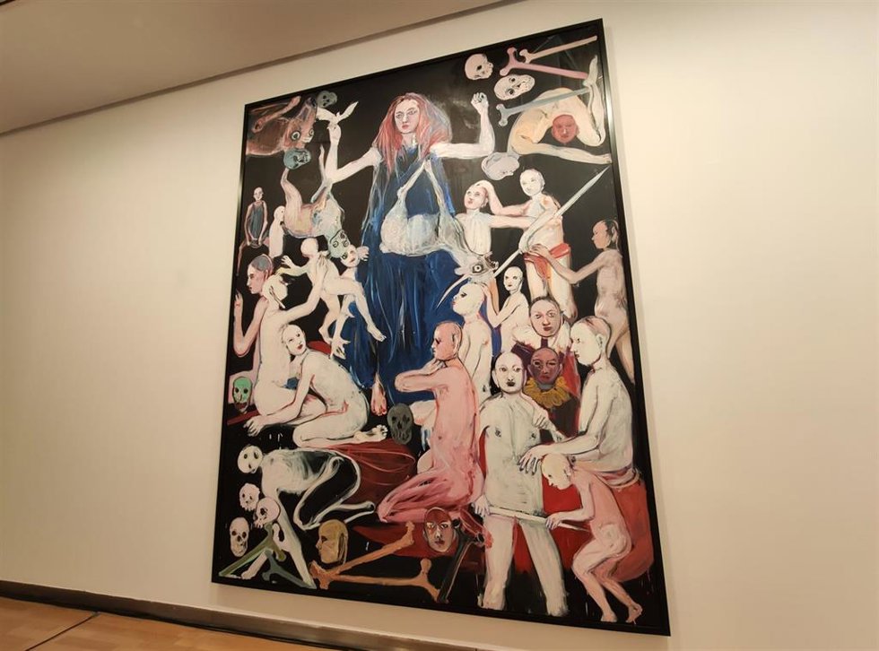 Una de las pinturas de la exposición 'Cantos de Griot' en el DA2 de Salamanca.