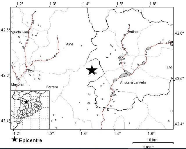 Sismo de magnitud 3,6 en el Alt Urgell, el 11 de octubre de 2021.