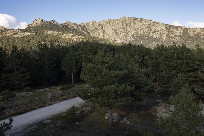 Vistas de la montaña de Siete Picos desde el mirador de Vicente Aleixandre, en la ruta de los Miradores de los Poetas, en Cercedilla, a 3 de octubre de 2021, en Cercedilla, Madrid (España). 
