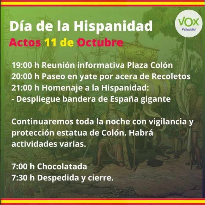 Convocatoria de actos para el 11 y el 12 de octubre en Valladolid.