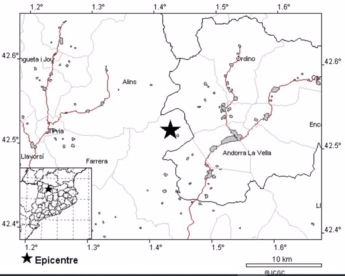 Sisme de magnitud 3,6 a l'Alt Urgell