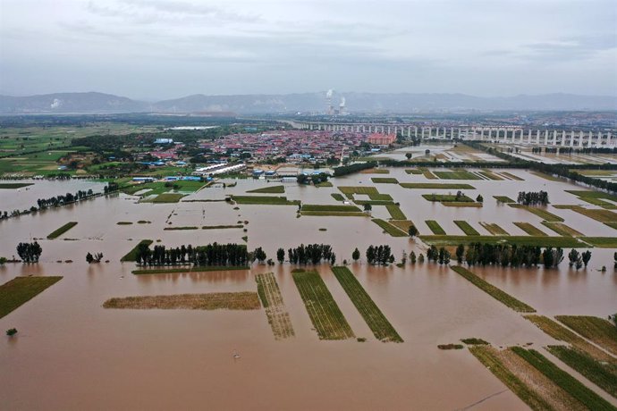 Inundaciones y desbordamiento del río Amarillo en la provincia de Shanxi, en el norte de China