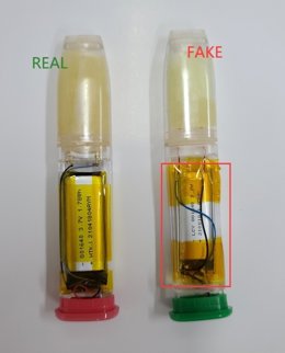 (A Diagram Comparing The Internal Parts Of A Real Geek Bar Alongside A Counterfeit One)