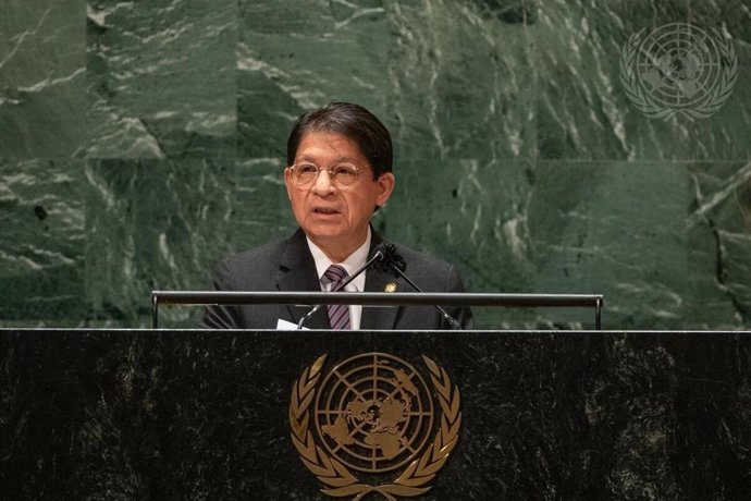 Archivo - El canciller de Nicaragua, Denis Moncada, durante su intervención en la Asamblea General de Naciones Unidas