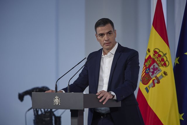 El presidente del Gobierno, Pedro Sánchez, en el acto institucional ‘Salud Mental y COVID-19’, en el Palacio de la Moncloa, a 9 de octubre de 2021, en Madrid (España).