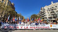 3.700 personas se manifiestan en el paseo de Gràcia de Barcelona por el Día de la Hispanidad, según la Urbana