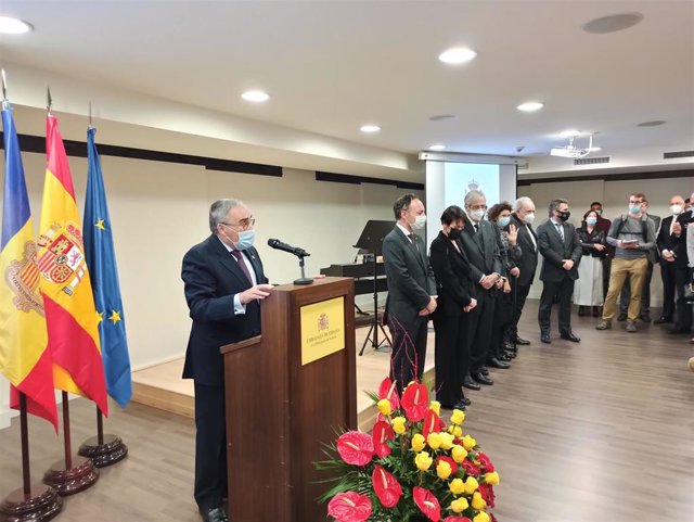 El embajador de España en Andorra, Àngel Ros, durante el discurso pronunciado en la recepción del 12 de Octubre