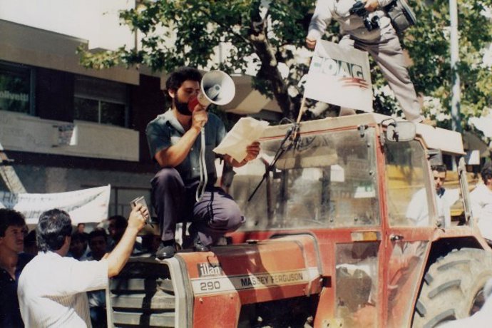 El secretario general de COAG, Miguel Blanco, en sus inicios de sindicalismo agrario