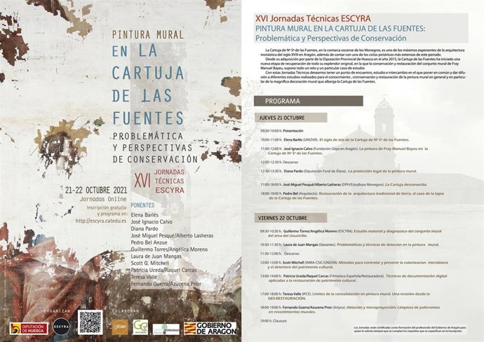 Programa de las jornadas online sobre  la Cartuja de las Fuentes, en Huesca.