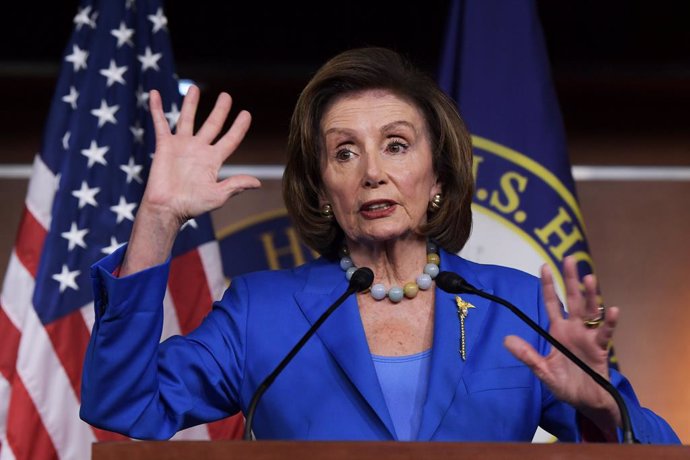 12 October 2021, US, Washington: Speaker of the US House of Representatives Nancy Pelosi speaks at her weekly press conference about Debt Ceiling and Social Safety Net bills at HVC/Capitol Hill. Photo: Lenin Nolly/ZUMA Press Wire/dpa