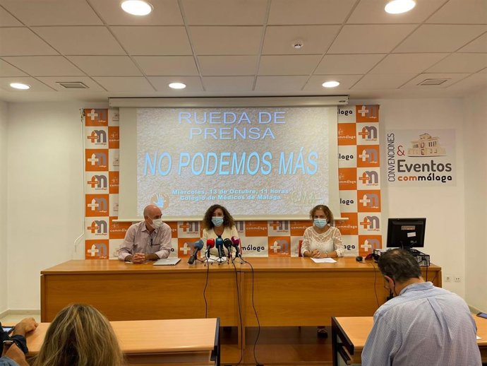 Rueda de prensa del Colegio de Médicos de Málaga, el Sindicato Médico y la plataforma Basta Ya para reclamar la reforma de la Atención Primaria y advertir de las carencias
