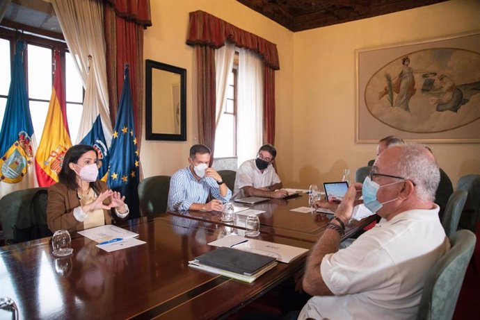 La consejera de Turismo, Industria y Comercio del Gobierno de Canarias, Yaiza Castilla, durante la reunión en el Cabildo de La Palma