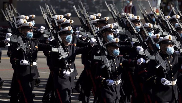 Militares durante el desfile del 12 de octubre por el Día de la Fiesta Nacional