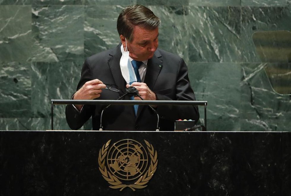 El presidente de Brasil, Jair Bolsonaro, en la ONU.