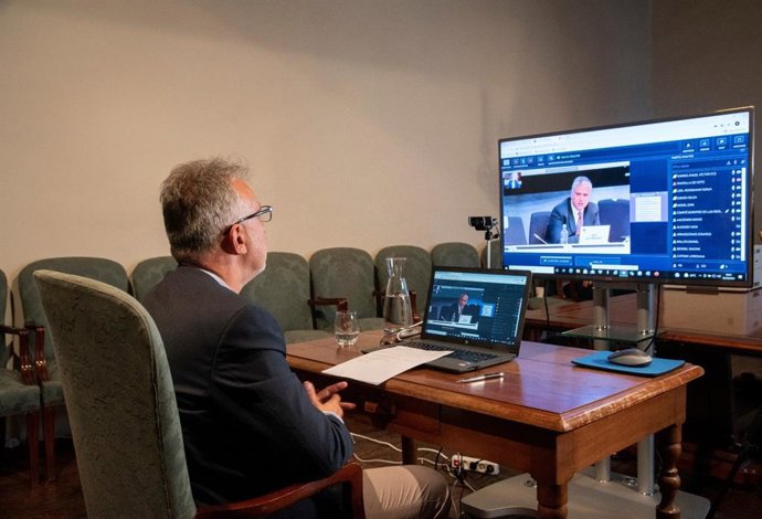 El presidente de Canarias, Ángel Víctor Torres, en una intervención telemática ante el Comité Europeo de las Regiones