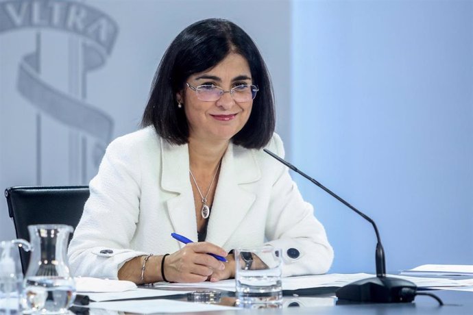 La ministra de Sanidad, Carolina Darias, durante una rueda de prensa posterior a la reunión del Consejo Interterritorial del Sistema Nacional de Salud.