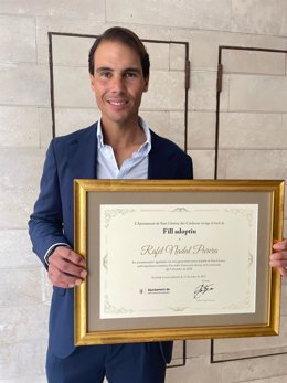 El tenista español Rafa Nadal, hijo adoptivo de Sant Lloren (Mallorca)