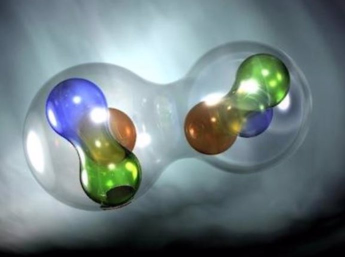 Representación artística de quarks en deuterio.