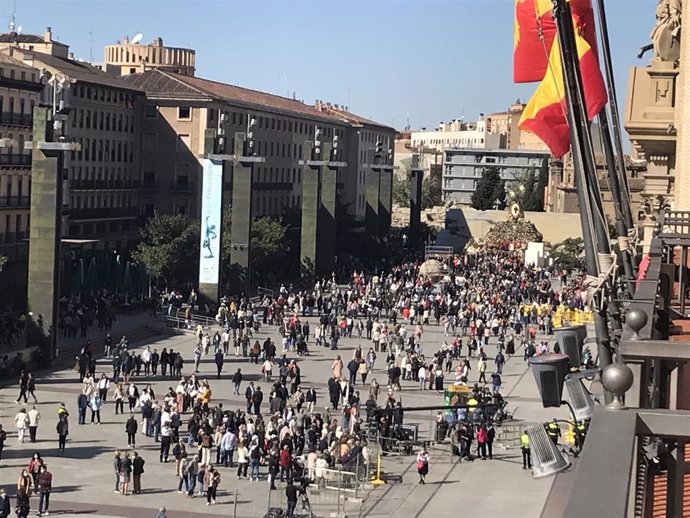 Vista de la plaza del Pilar de Zaragoza de este miércoles, 13 de octubre.