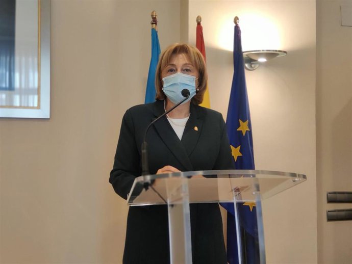 La delegada del Gobierno en Asturias, Delia Losa, presenta en rueda de prensa las partidas de los PGE para Asturias.