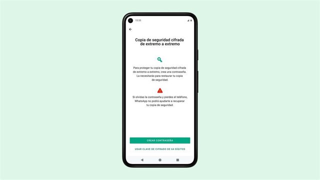 Copias de seguridad de WhatsApp encriptadas de extremo a extremo.