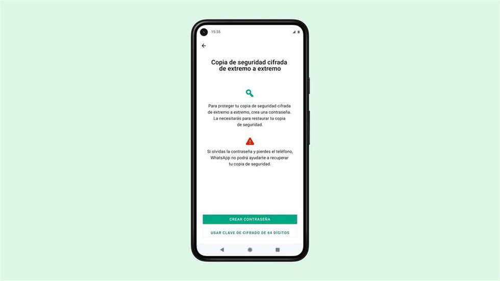 Copias de seguridad de WhatsApp encriptadas de extremo a extremo.