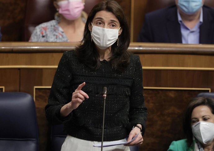 La ministra de Justicia, Pilar Llop, interviene en una sesión de control al Gobierno en el Congreso de los Diputados, a 13 de octubre de 2021, en Madrid, (España). 