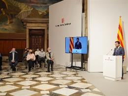 El presidente de la Generalitat, Pere Aragons, en el acto de conmemoración del Año Joan Triadú