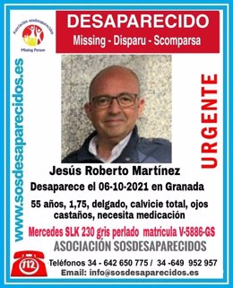 Cartel alertando de la desaparición de Jesús Roberto Martínez