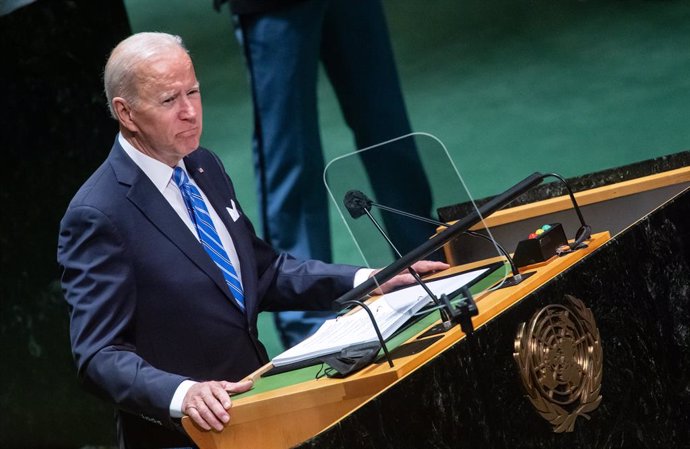 21 September 2021, US, New York: US President Joe Biden delivers his speech during the debate of the 76th session of the United Nations General Assembly. Photo: Bernd von Jutrczenka/dpa